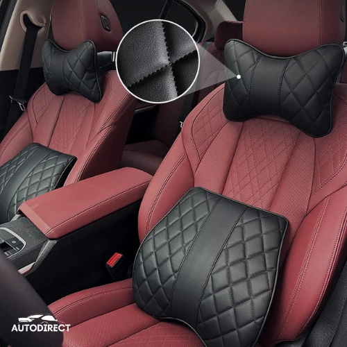 Luxury Leather Car Headrest and Waist Pillow (Pair)