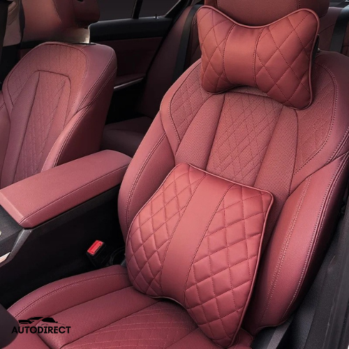 Luxury Leather Car Headrest and Waist Pillow (Pair)
