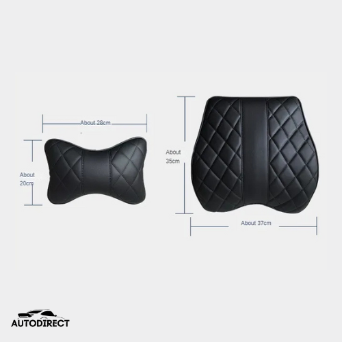 Luxury Leather Car Headrest and Waist Pillow (Pair)